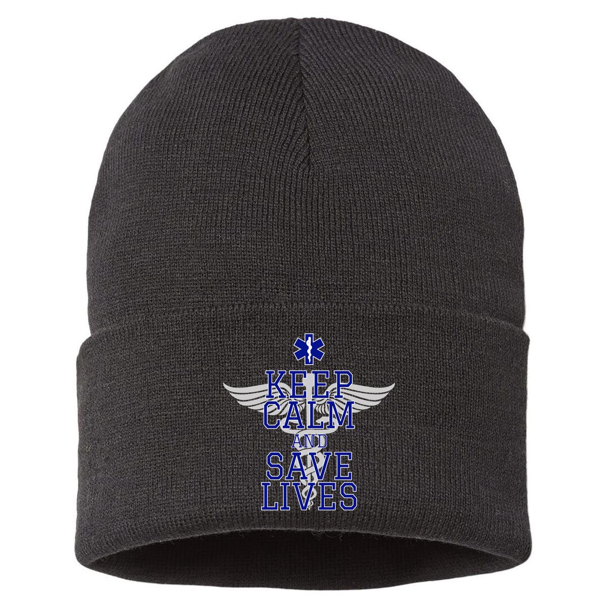 Keep Calm And Save Lives EMS Sustainable Knit Beanie