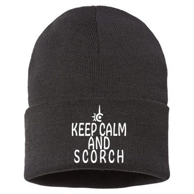 Keep Calm And Scorch FF14 Red Mage Sustainable Knit Beanie