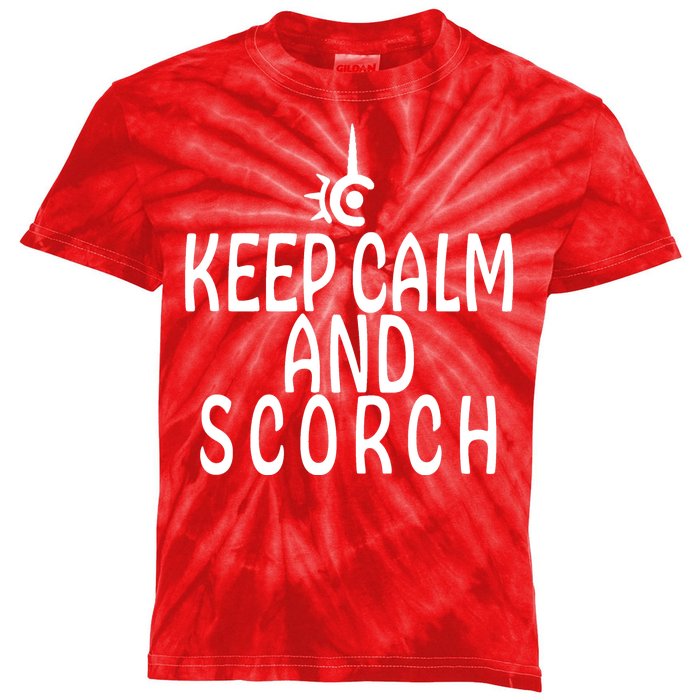 Keep Calm And Scorch FF14 Red Mage Kids Tie-Dye T-Shirt