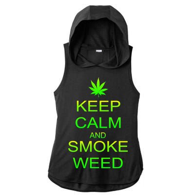 Keep Calm And Smoke Weed Ladies PosiCharge Tri-Blend Wicking Draft Hoodie Tank