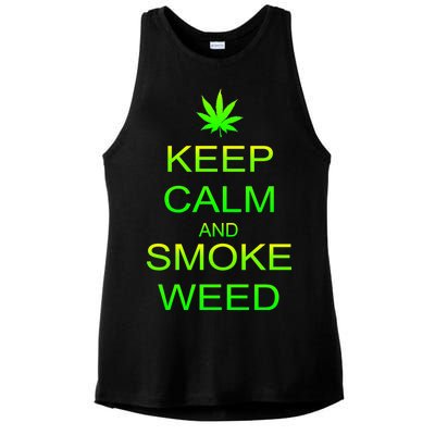 Keep Calm And Smoke Weed Ladies PosiCharge Tri-Blend Wicking Tank