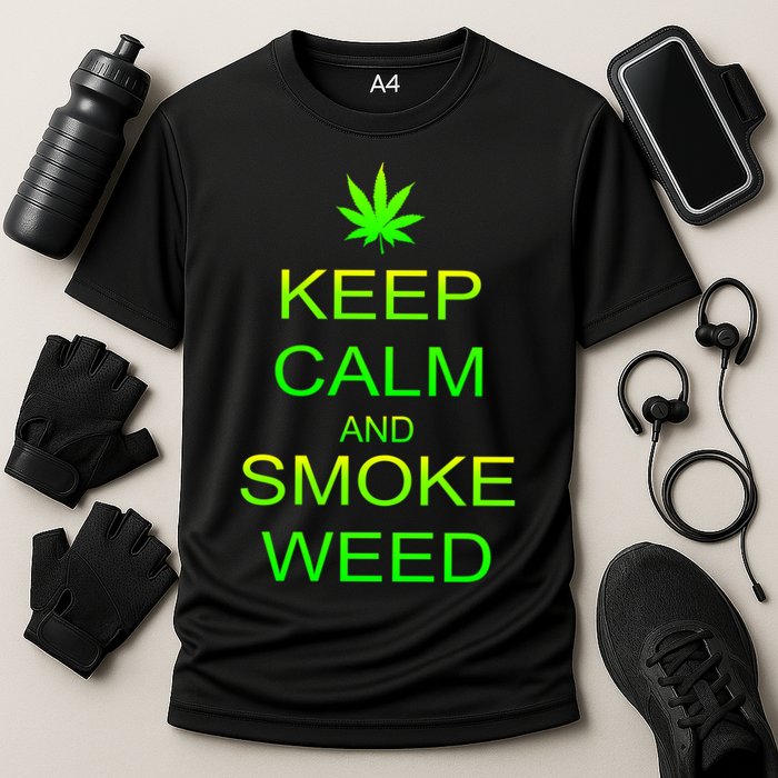 Keep Calm And Smoke Weed Cooling Performance Crew T-Shirt