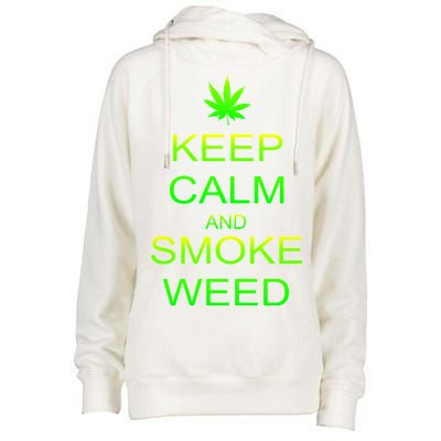 Keep Calm And Smoke Weed Womens Funnel Neck Pullover Hood