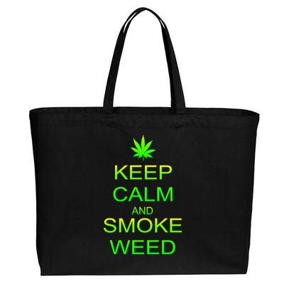 Keep Calm And Smoke Weed Cotton Canvas Jumbo Tote