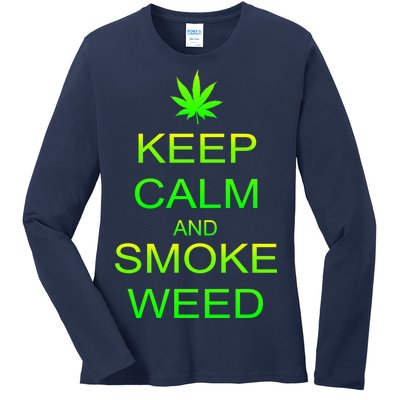 Keep Calm And Smoke Weed Ladies Long Sleeve Shirt