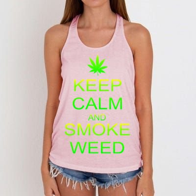 Keep Calm And Smoke Weed Women's Knotted Racerback Tank