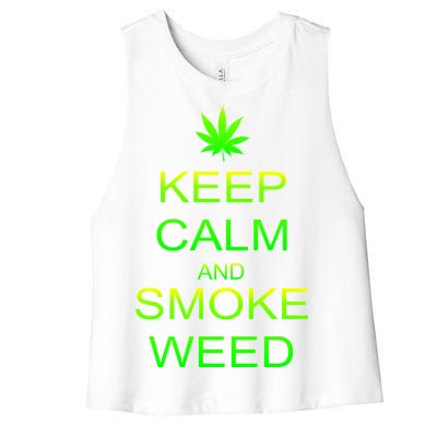 Keep Calm And Smoke Weed Women's Racerback Cropped Tank