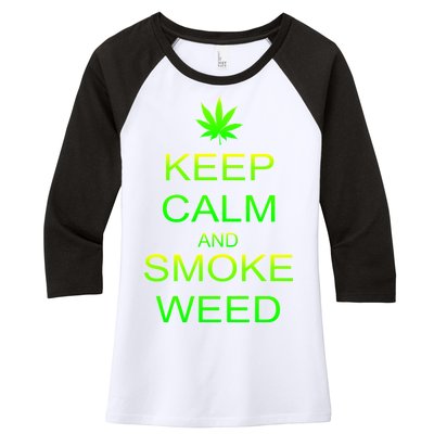 Keep Calm And Smoke Weed Women's Tri-Blend 3/4-Sleeve Raglan Shirt