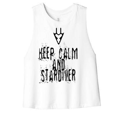 Keep Calm And Stardiver Dragoon FF14 Women's Racerback Cropped Tank