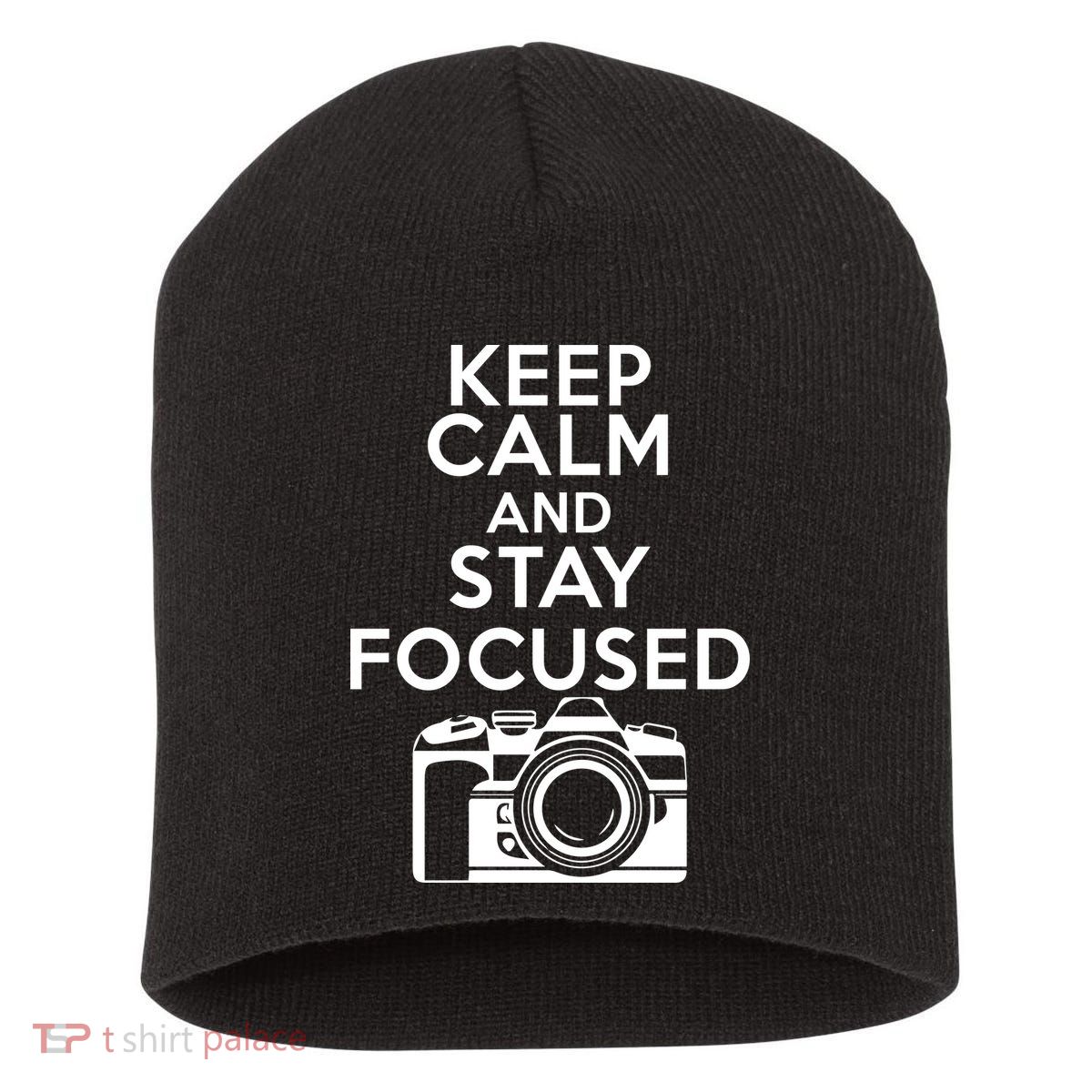 Keep Calm And Stay Focus Short Acrylic Beanie