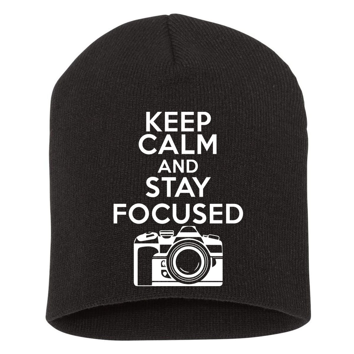 Keep Calm And Stay Focus Short Acrylic Beanie