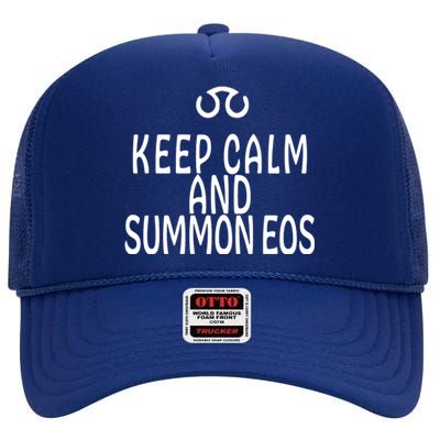 Keep Calm And Summon Eos FF14 Scholar High Crown Mesh Back Trucker Hat