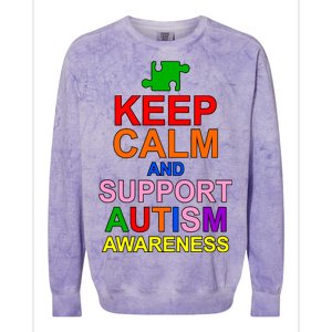 Keep Calm And Support Autism Awareness Colorblast Crewneck Sweatshirt