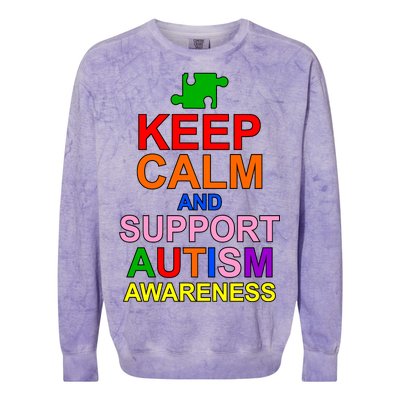 Keep Calm And Support Autism Awareness Colorblast Crewneck Sweatshirt