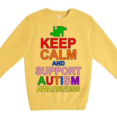 Keep Calm And Support Autism Awareness Premium Crewneck Sweatshirt