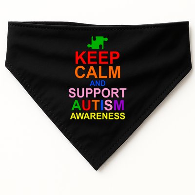 Keep Calm And Support Autism Awareness USA-Made Doggie Bandana