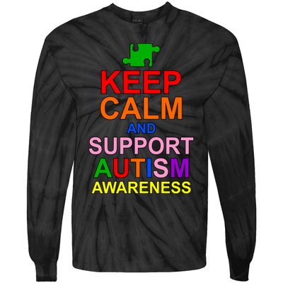 Keep Calm And Support Autism Awareness Tie-Dye Long Sleeve Shirt