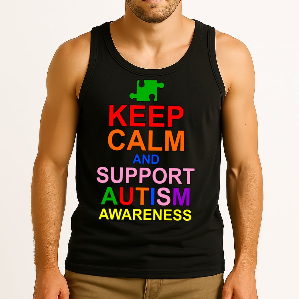 Keep Calm And Support Autism Awareness Tank Top
