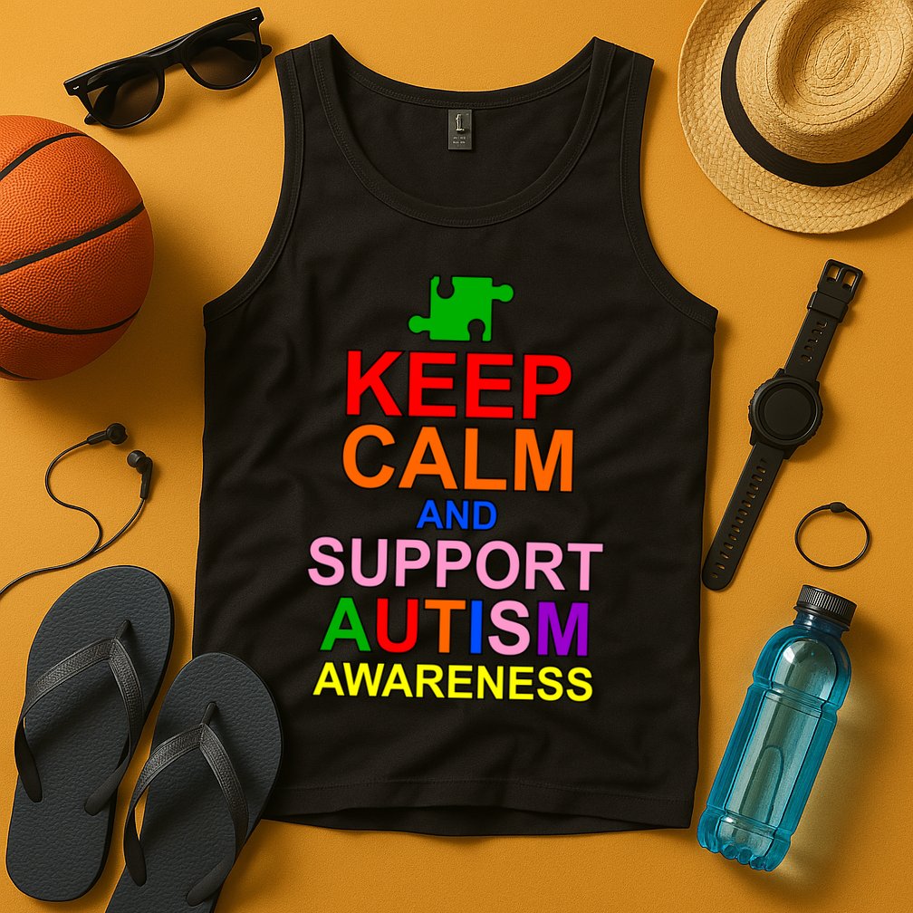 Keep Calm And Support Autism Awareness Tank Top