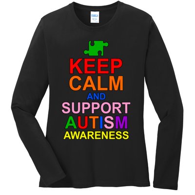 Keep Calm And Support Autism Awareness Ladies Long Sleeve Shirt