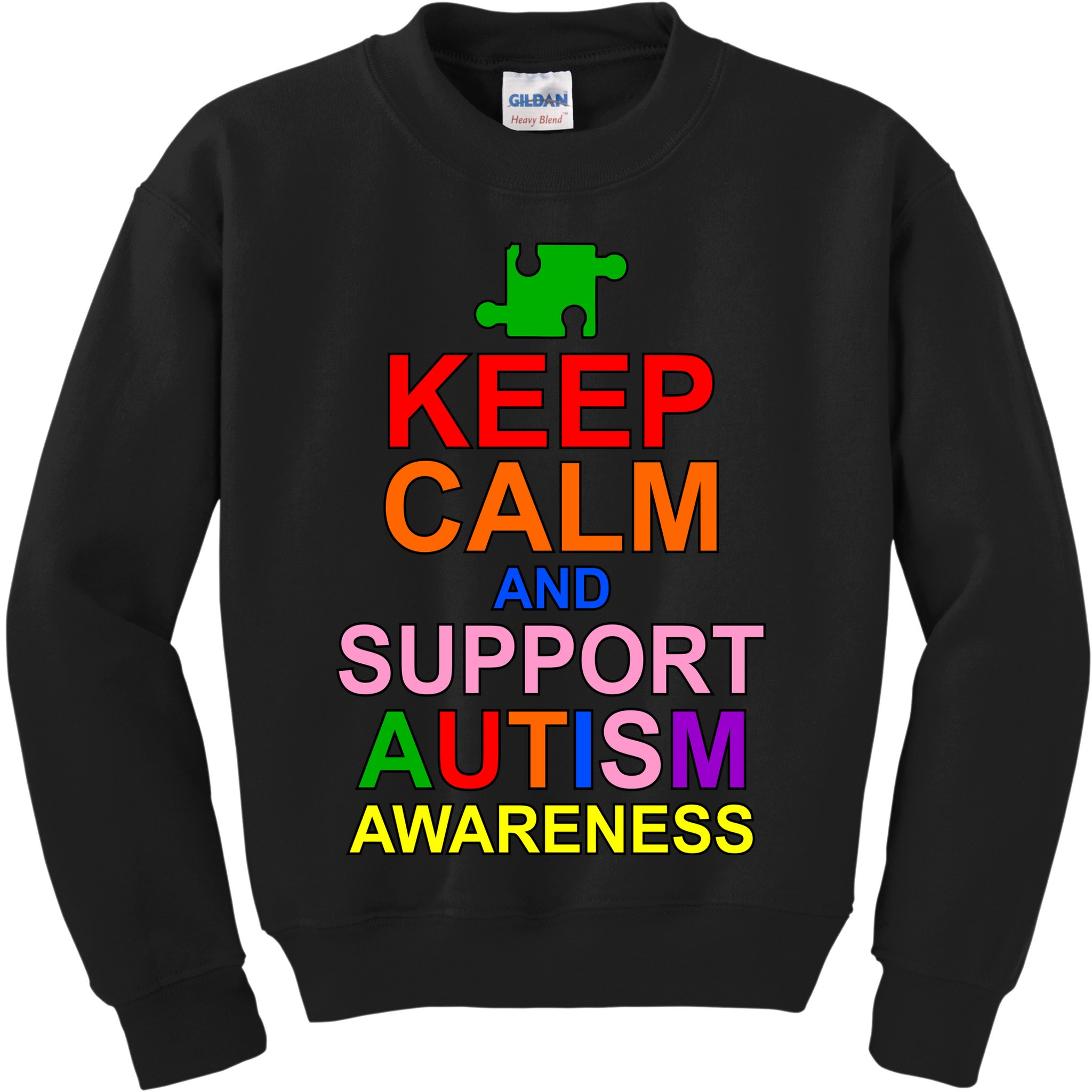 Keep Calm And Support Autism Awareness Kids Sweatshirt
