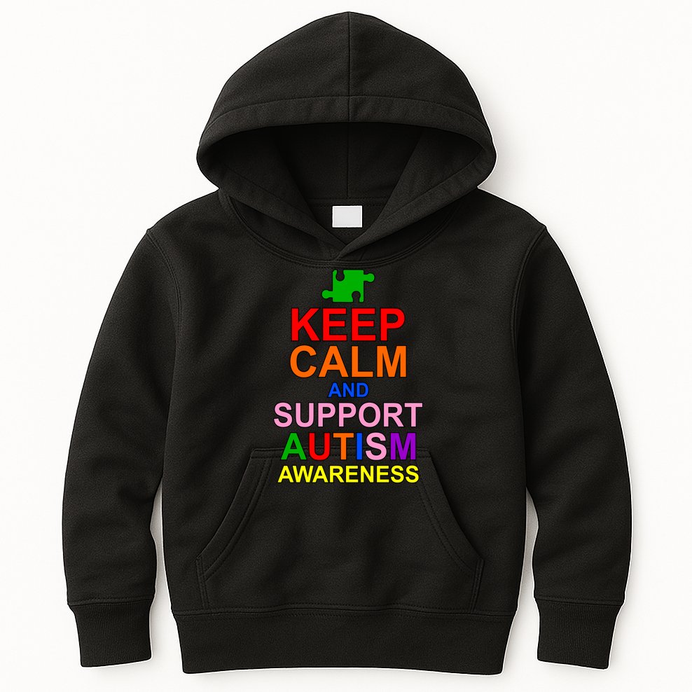 Keep Calm And Support Autism Awareness Kids Hoodie