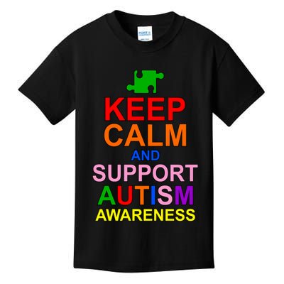 Keep Calm And Support Autism Awareness Kids T-Shirt