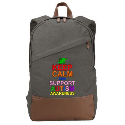 Keep Calm And Support Autism Awareness Cotton Canvas Backpack