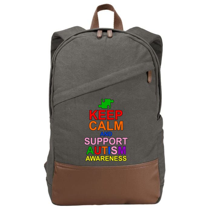 Keep Calm And Support Autism Awareness Cotton Canvas Backpack