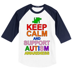 Keep Calm And Support Autism Awareness Baseball Sleeve Shirt