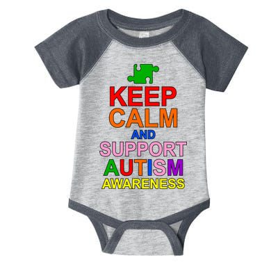 Keep Calm And Support Autism Awareness Infant Baby Jersey Bodysuit