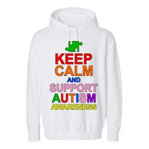 Keep Calm And Support Autism Awareness Garment-Dyed Fleece Hoodie