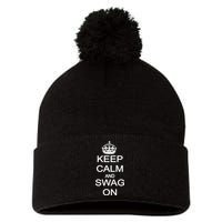 Keep Calm And Swag On Pom Pom 12in Knit Beanie