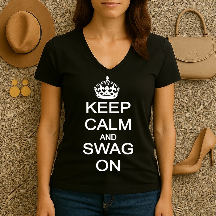 Keep Calm And Swag On Women's V-Neck T-Shirt