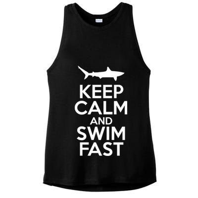 Keep Calm And Swim Fast Ladies PosiCharge Tri-Blend Wicking Tank