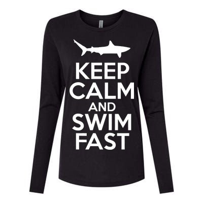 Keep Calm And Swim Fast Womens Cotton Relaxed Long Sleeve T-Shirt