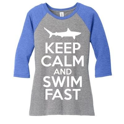 Keep Calm And Swim Fast Women's Tri-Blend 3/4-Sleeve Raglan Shirt