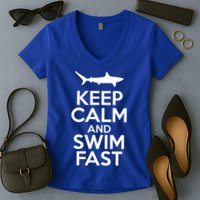 Keep Calm And Swim Fast Women's V-Neck T-Shirt