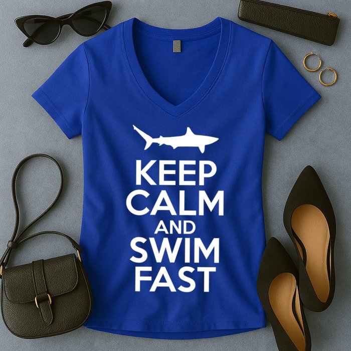 Keep Calm And Swim Fast Women's V-Neck T-Shirt