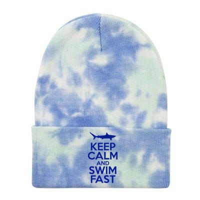 Keep Calm And Swim Fast Tie Dye 12in Knit Beanie