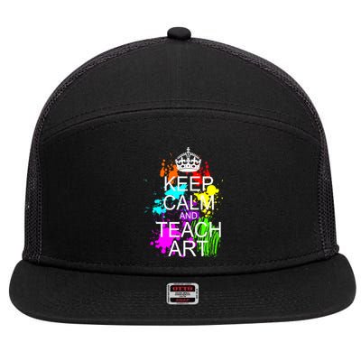 Keep Calm And Teach Art 7 Panel Mesh Trucker Snapback Hat