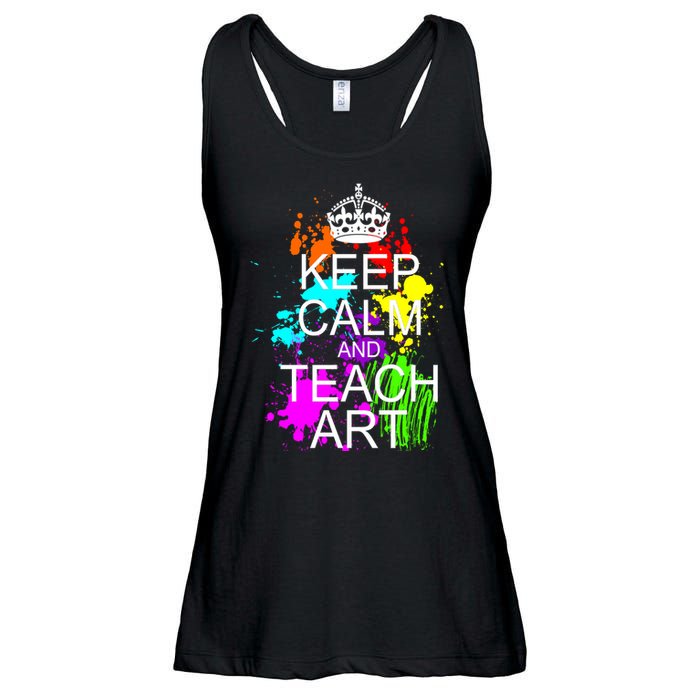 Keep Calm And Teach Art Ladies Essential Flowy Tank