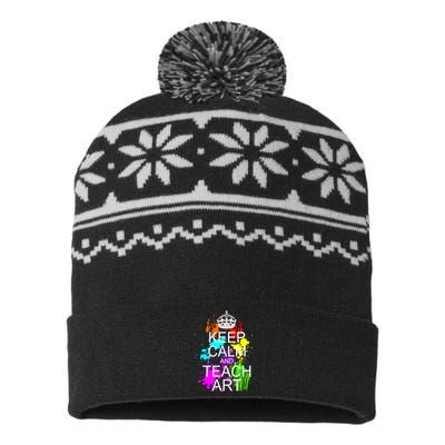 Keep Calm And Teach Art USA-Made Snowflake Beanie