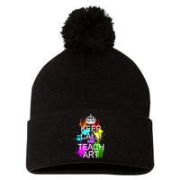 Keep Calm And Teach Art Pom Pom 12in Knit Beanie