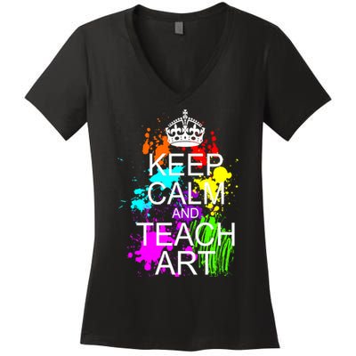 Keep Calm And Teach Art Women's V-Neck T-Shirt