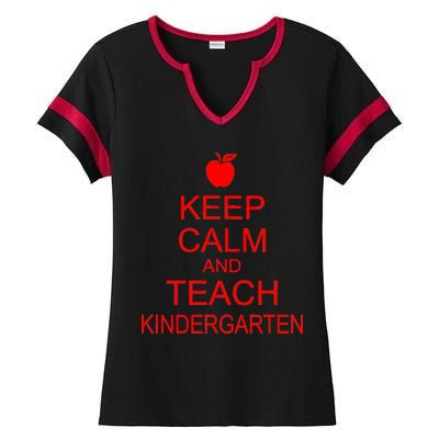 Keep Calm And Teach Kindergarten Ladies Halftime Notch Neck Tee