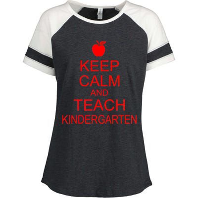 Keep Calm And Teach Kindergarten Enza Ladies Jersey Colorblock Tee