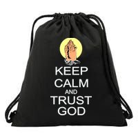 Keep Calm and Trust God Drawstring Bag