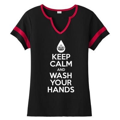 Keep Calm And Wash Your Hands Funny Virus Ladies Halftime Notch Neck Tee