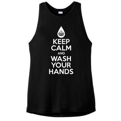 Keep Calm And Wash Your Hands Funny Virus Ladies PosiCharge Tri-Blend Wicking Tank